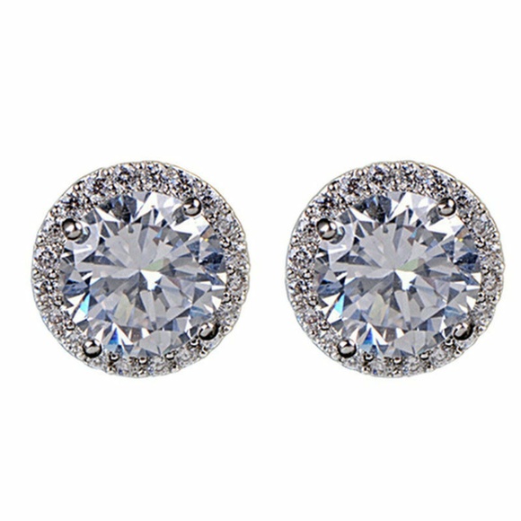 Women's 18K White Gold Plated Ear Stud Earrings - Picture 5 of 6